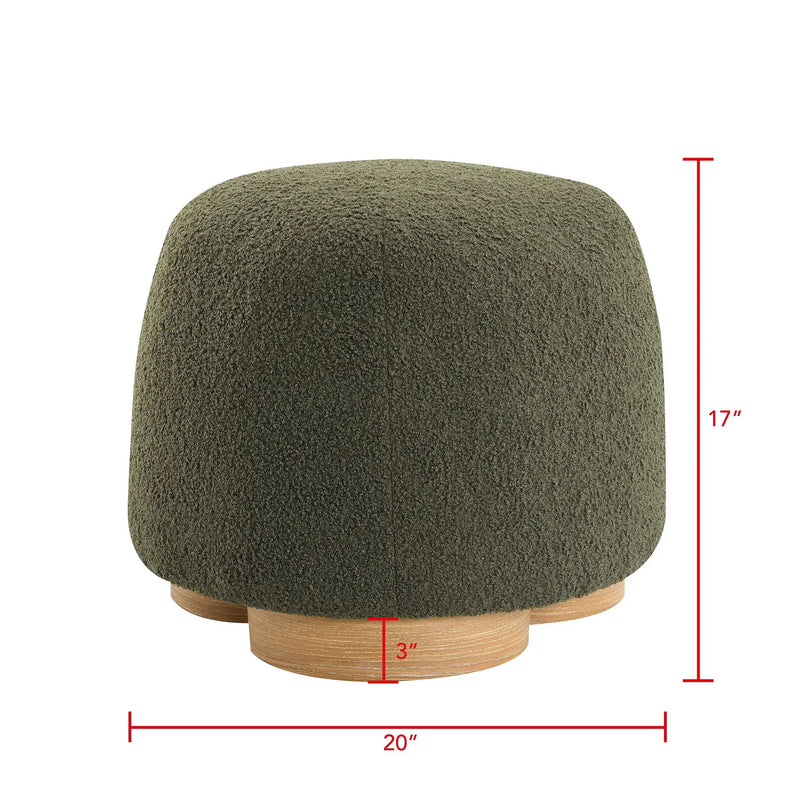 Round Soft Teddy Fabric Upholstered Ottoman With Metal Accents by HouseOfZazla