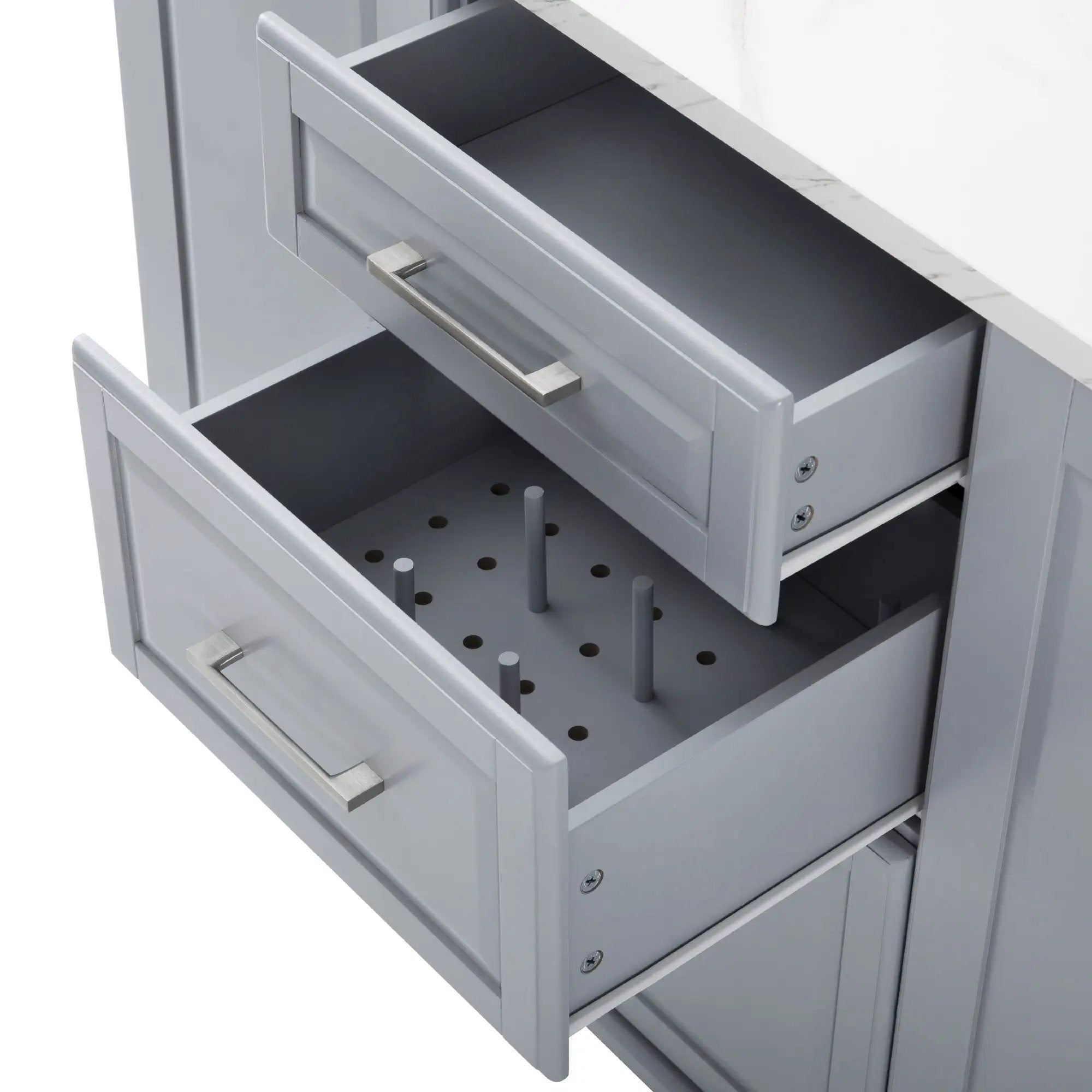 K&K Kitchen Island with Storage Tilt Trash Can Cabinet by HouseOfZazla