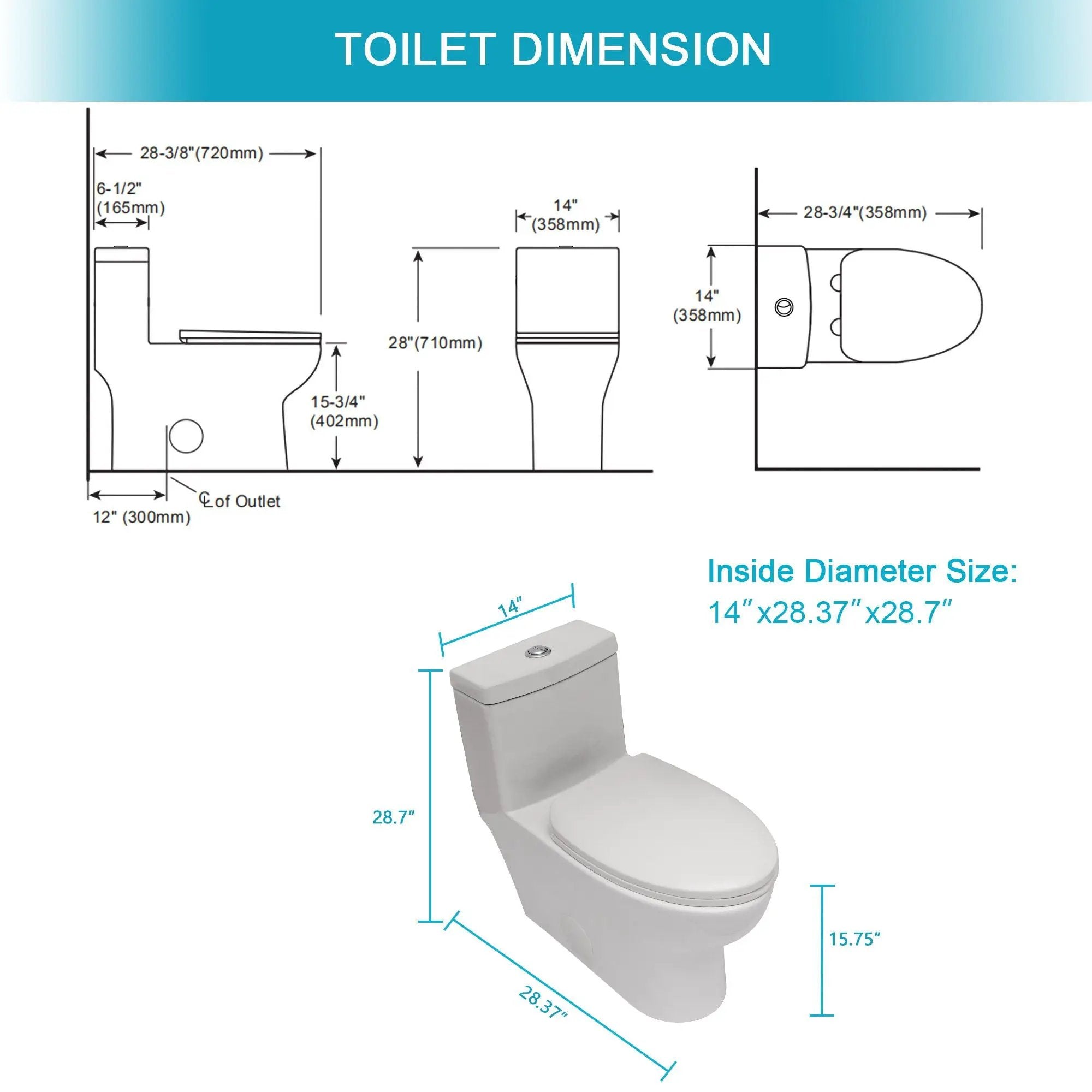 Modern Ceramic 1 Piece Toilet With Dual Flush And Soft Closing Seat - White by HouseOfZazla