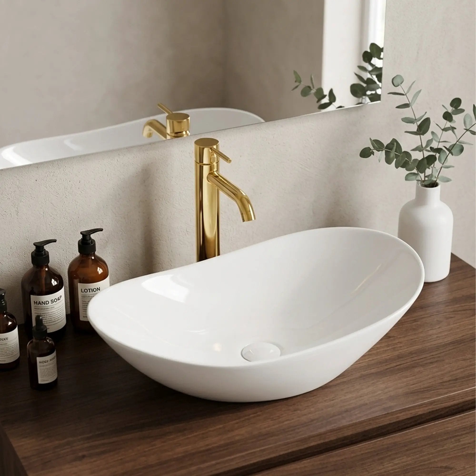 White Oval Ceramic Vessel Sink by HouseOfZazla