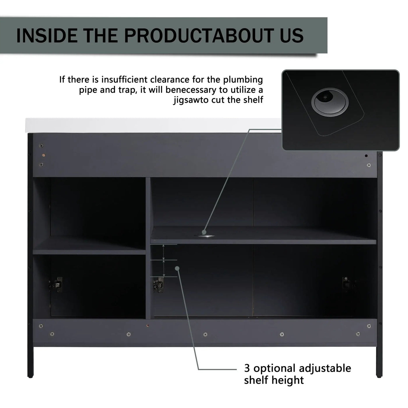Modern Freestanding Bathroom Vanity With Resin Sink & Soft Close Cabinet Doors by Unique Piece Furniture