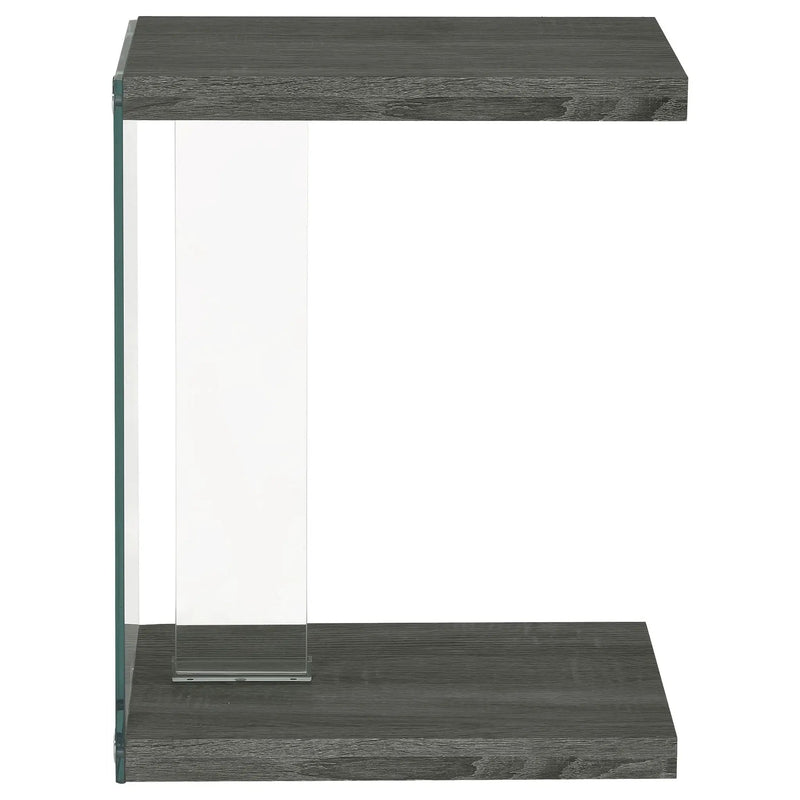 Colby Engineered Wood C-Shaped Side Table Weathered Grey by Unique Piece Furniture