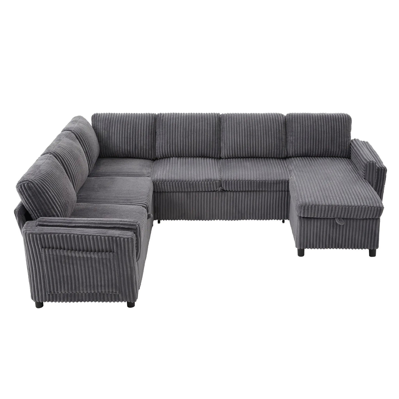 Convertible U-Shaped Sectional Sofa Bed With USB Ports And Storage by HouseOfZazla
