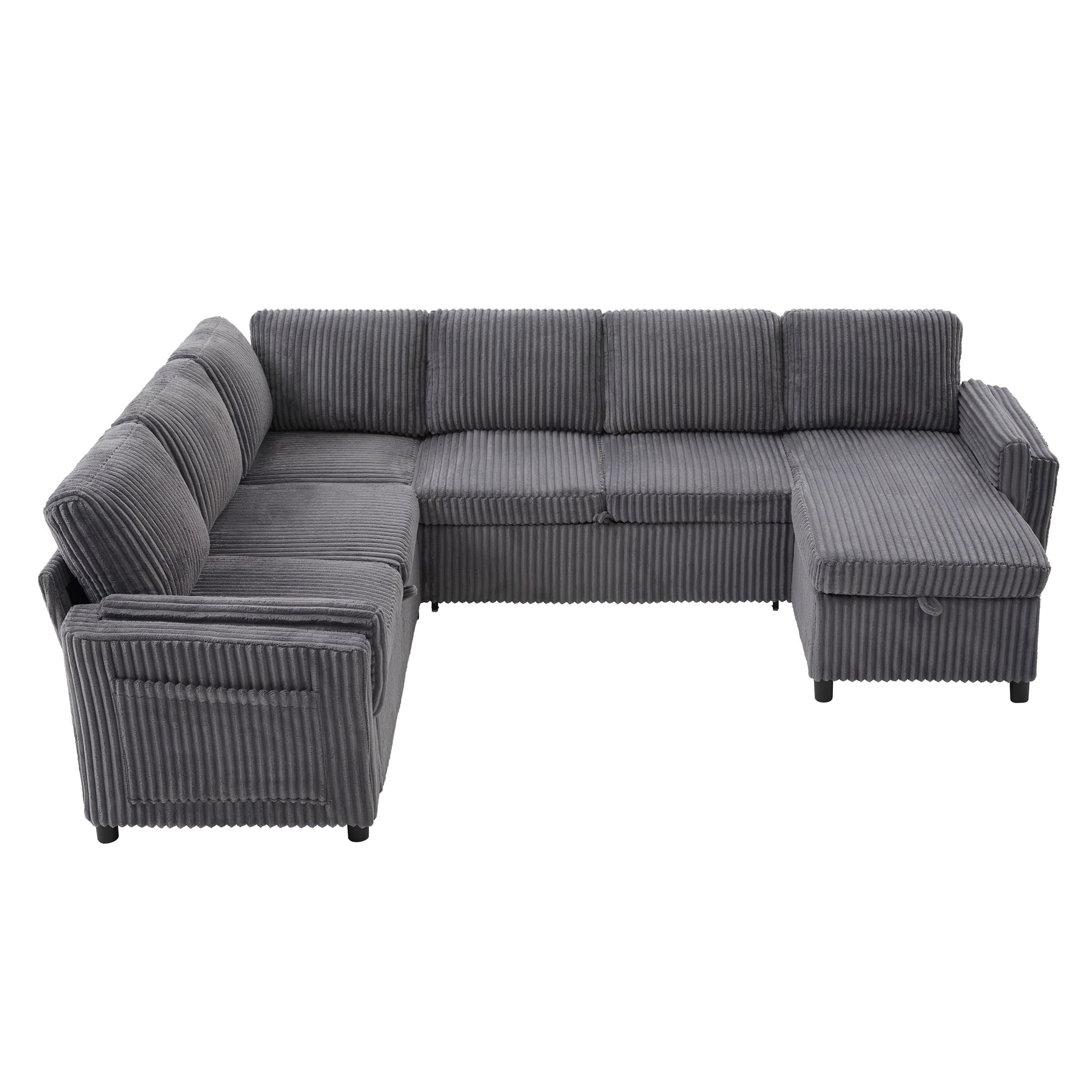 Convertible U-Shaped Sectional Sofa Bed With USB Ports And Storage by HouseOfZazla