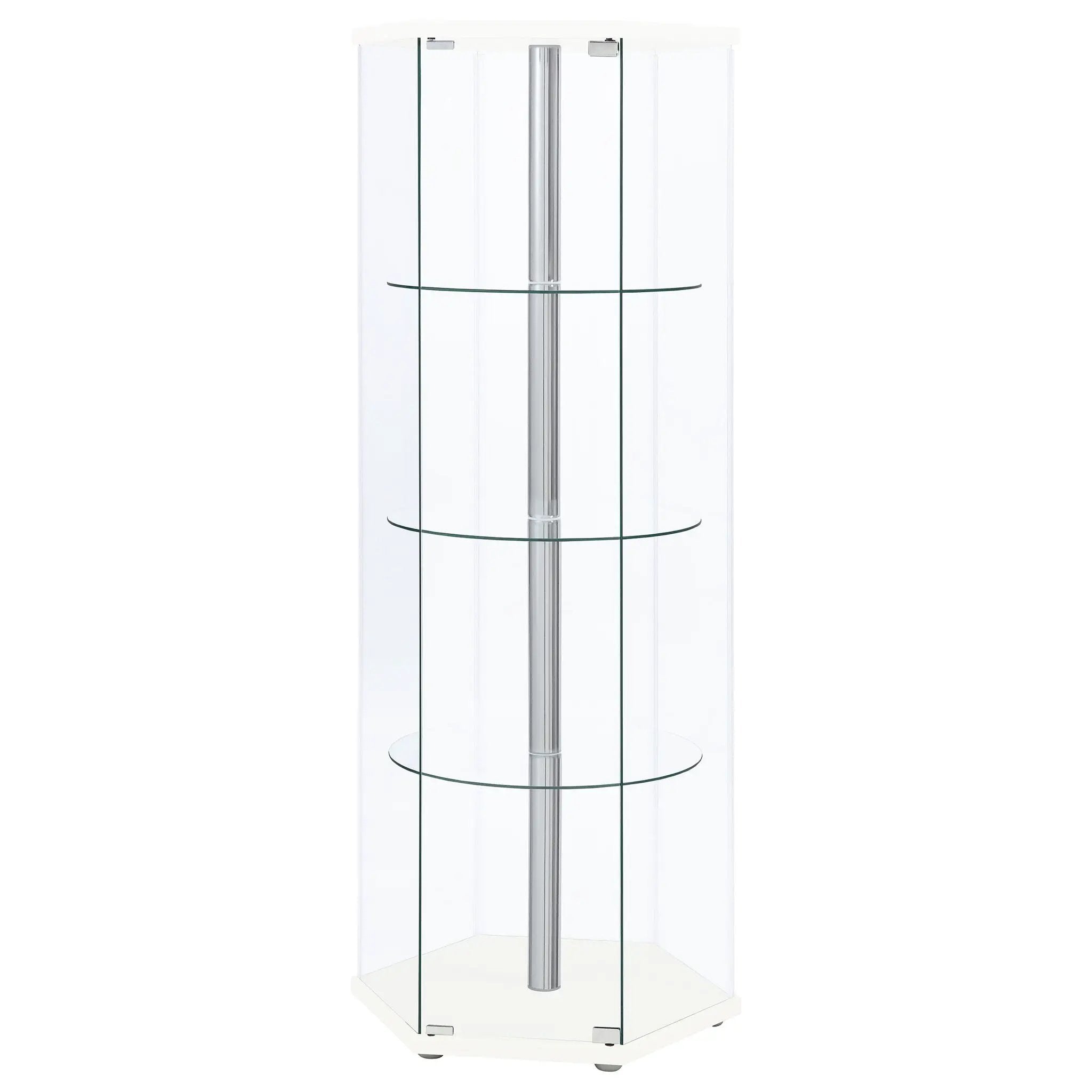 Zahavah 4-shelf Hexagonal Clear Glass Curio Cabinet White by Unique Piece Furniture