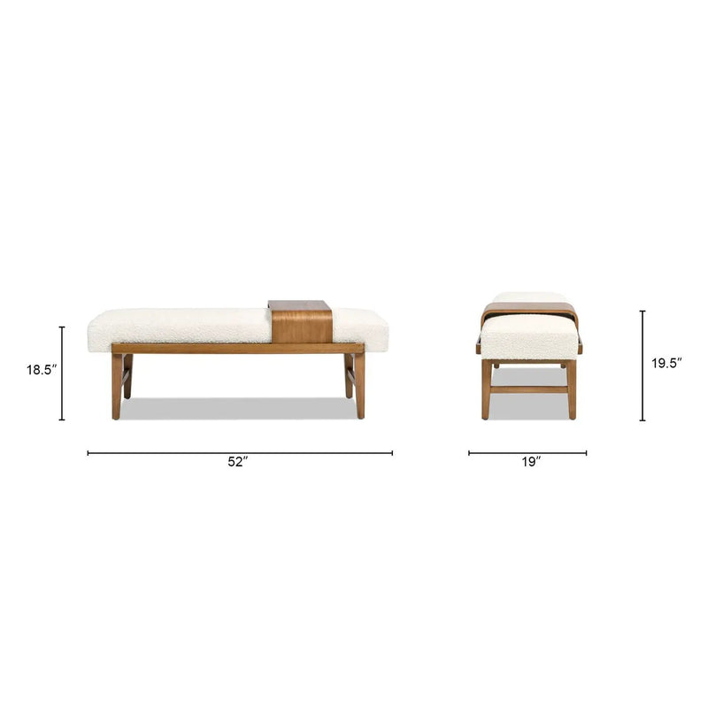 Billie - Modern Telephone Bench With Sliding Shelf - Ivory White by HouseOfZazla