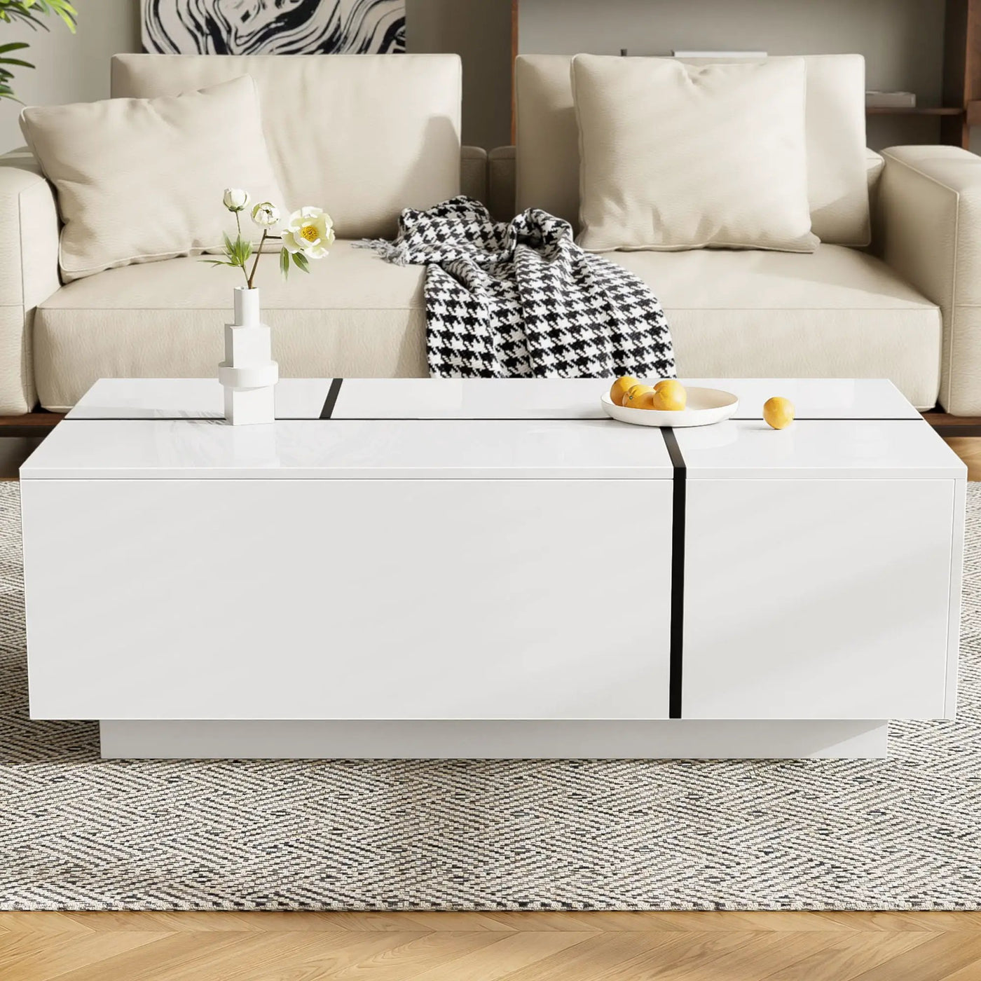 Extendable Coffee Table With 2 Hidden Storage Space And 2 Drawers For Living Room by HouseOfZazla