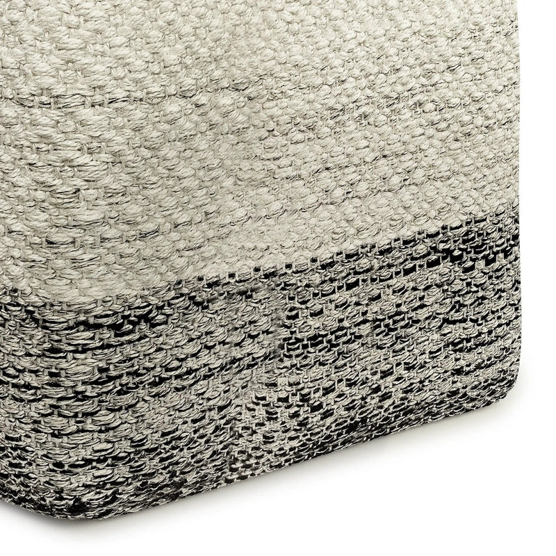 Macie - Square Woven Outdoor / Indoor Pouf - Gray / White by Unique Piece Furniture