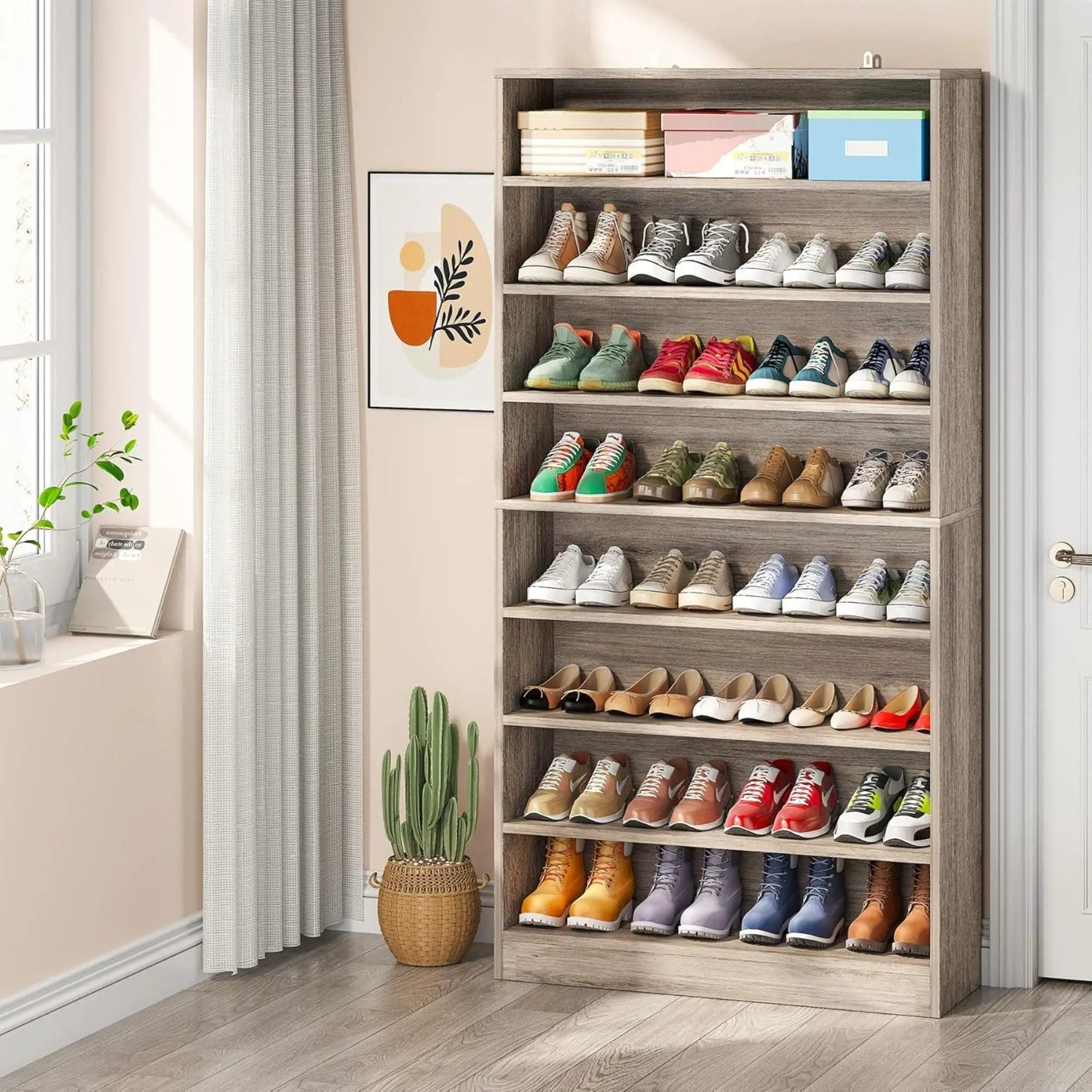 9 Tier Freestanding Shoe Cabinet, With Open Design by HouseOfZazla