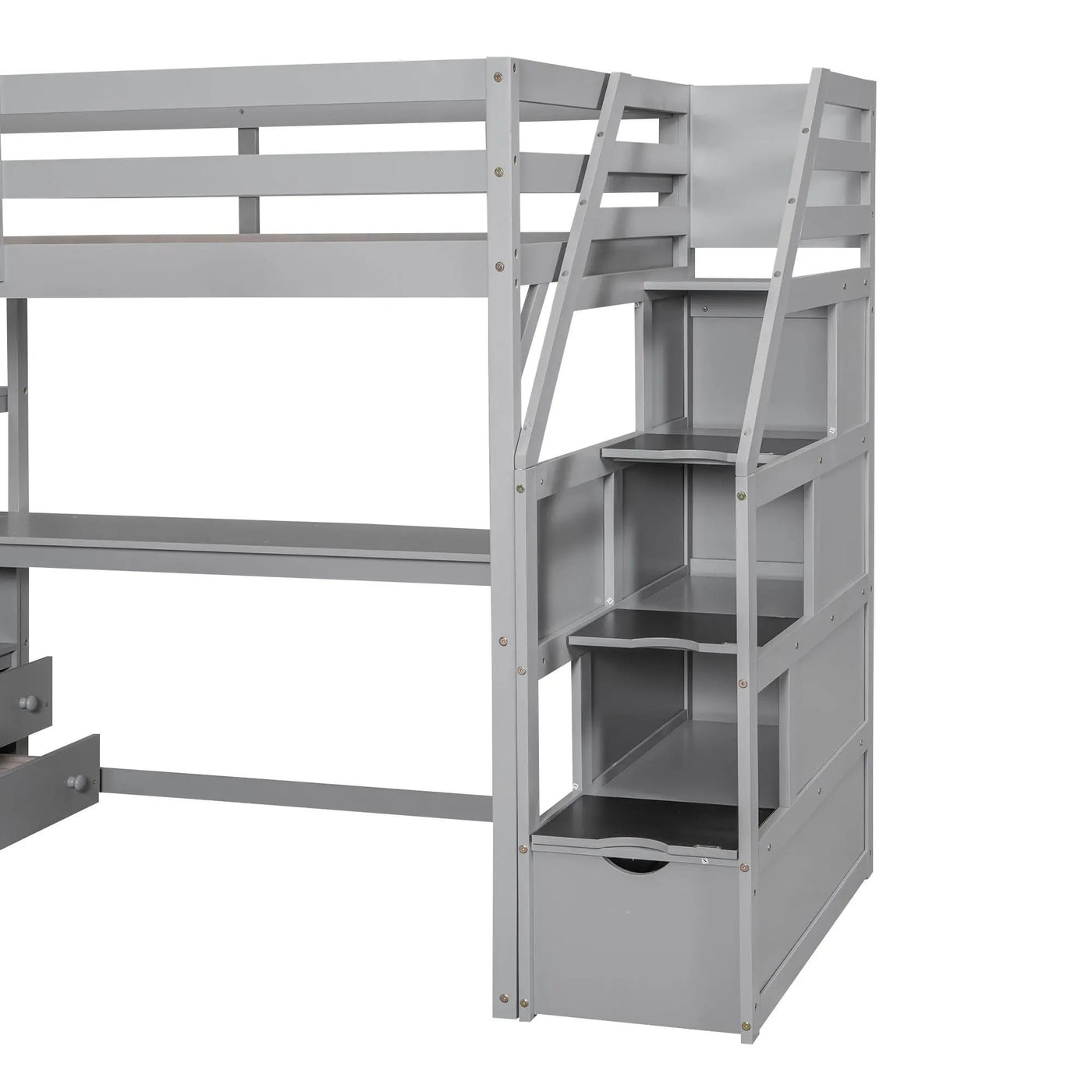 Loft Bed With Desk, Shelves, 2 Drawers, Storage Staircase by HouseOfZazla