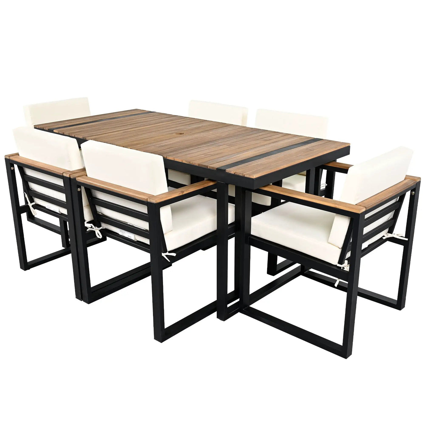 7 Pieces Outdoor Dining Set Patio Dining Table And Chair Set With And Removable Cushions For Patio by HouseOfZazla