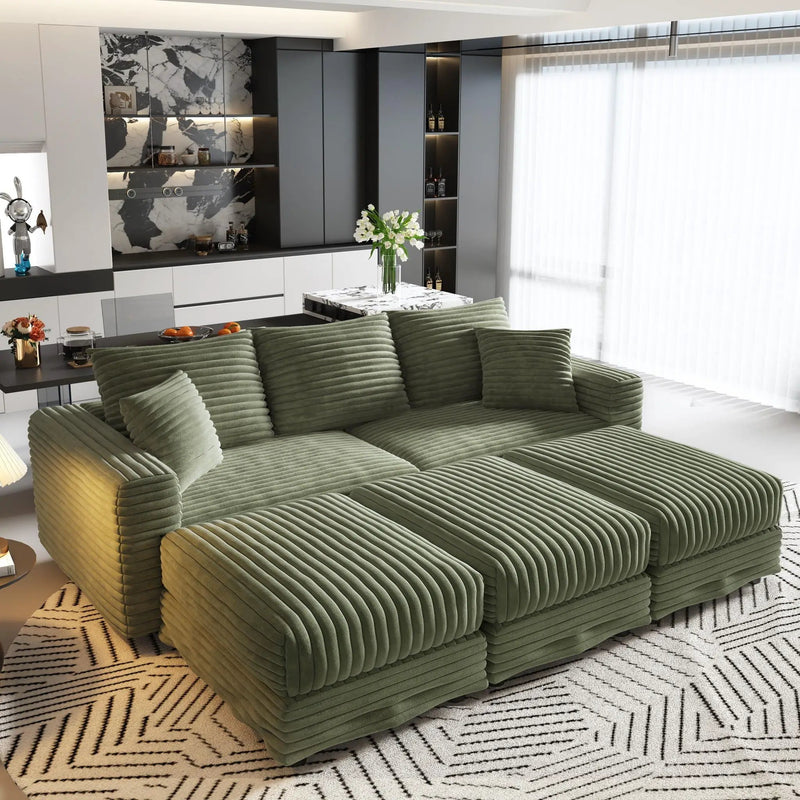 Convertible Deep Seat Sofa With Soft Pillows And Ottomans by HouseOfZazla