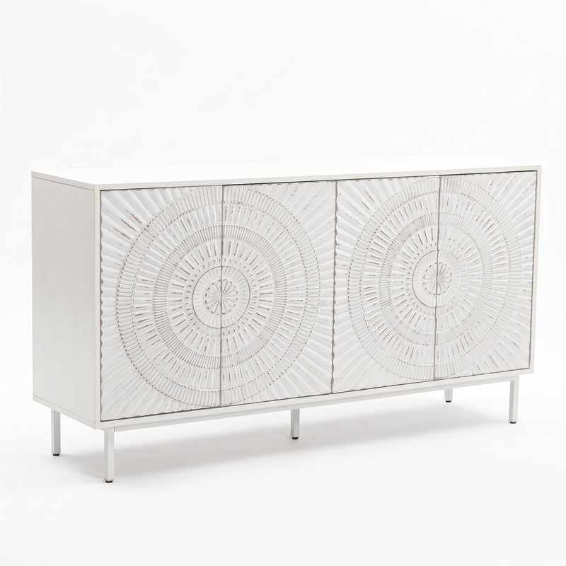 Shabby Chic Wood Sideboard Buffet with Storage Hutch - White, photo 7 of 10