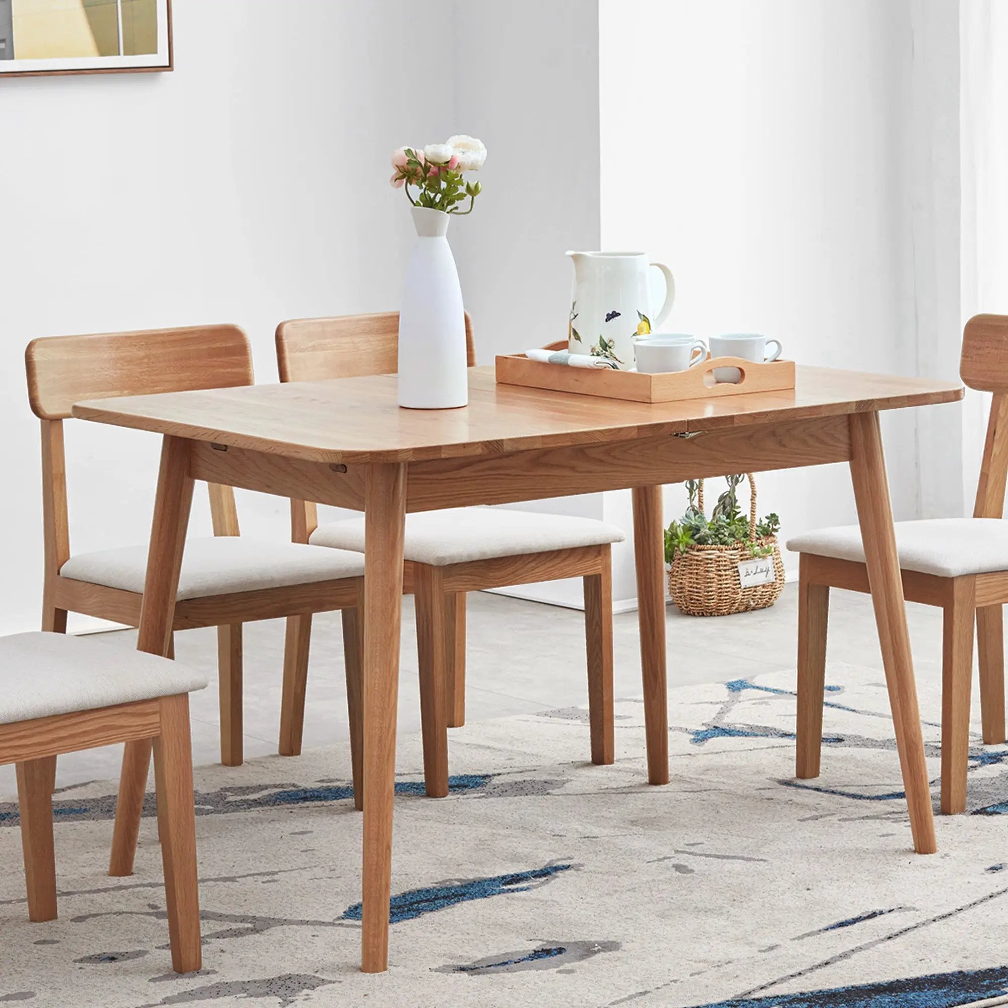 Natural Solid Oak Round Corner Dining Table by BLAKHOM