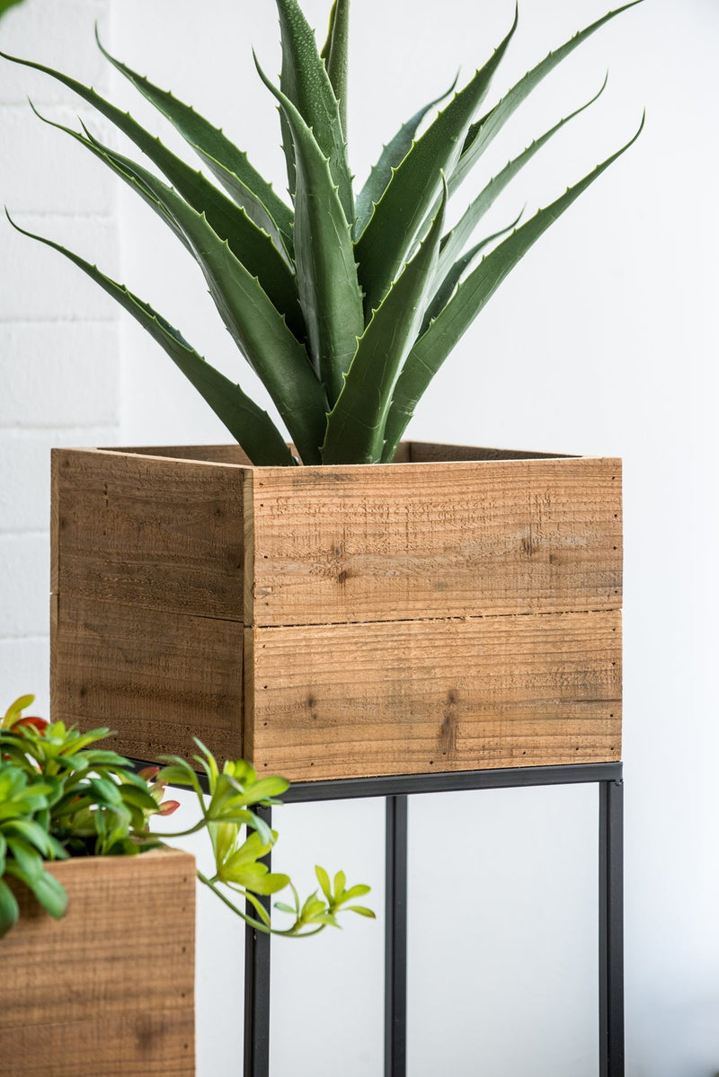 Reclaimed Wooden Planter Box Set with Metal Frame – Brown, photo 10 of 10