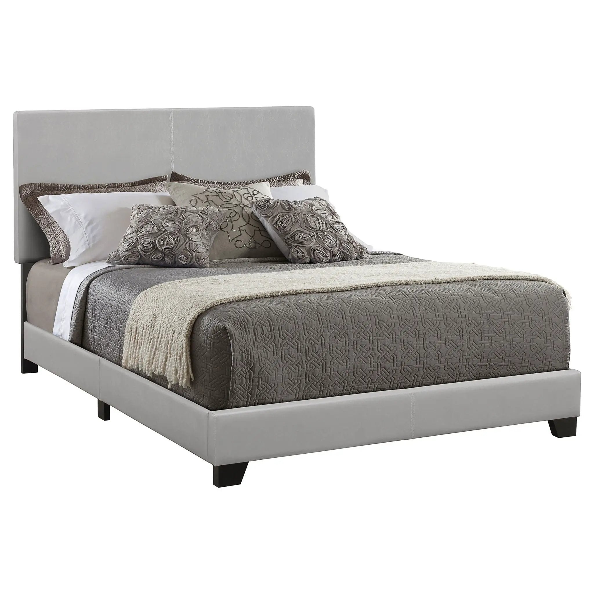 Dorian Faux Leather Upholstered Queen Panel Bed Grey by Unique Piece Furniture