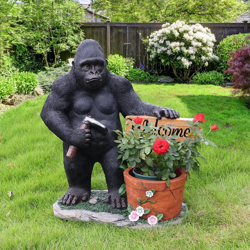 Outdoor Garden Sculpture Chimpanzee Flower Pot Planter by HouseOfZazla
