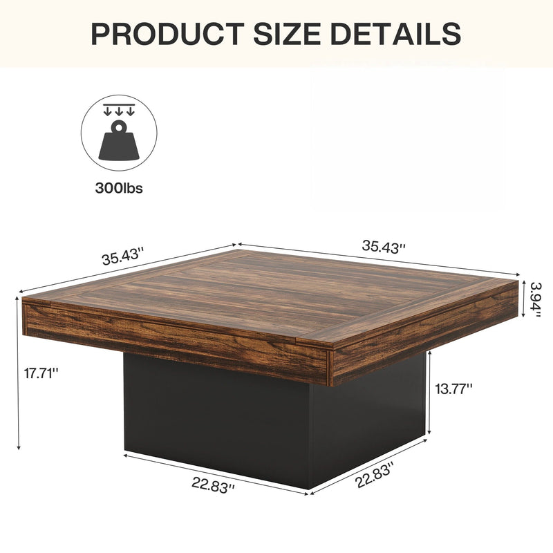 LED Coffee Table With Base, Center Table For Living Room - Rustic Brown by HouseOfZazla