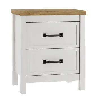 Kerisden - Two Drawer Night Stand - White / Brown