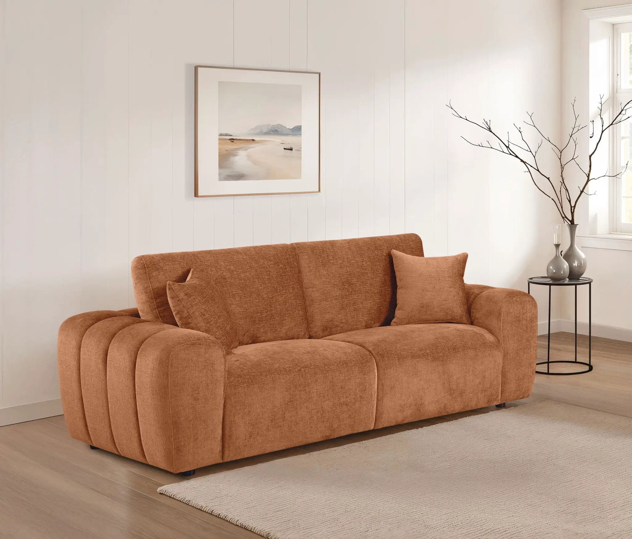 Burnett Chenille Upholstered Wide Arm Sofa Burnt Orange by Unique Piece Furniture