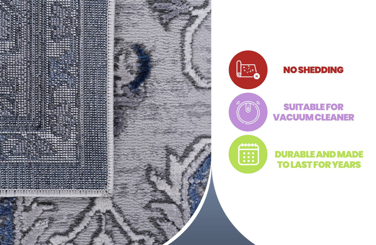 Trendy Oriental Runner Rug with Stain Resistance - Beige or Blue, photo 11 of 28
