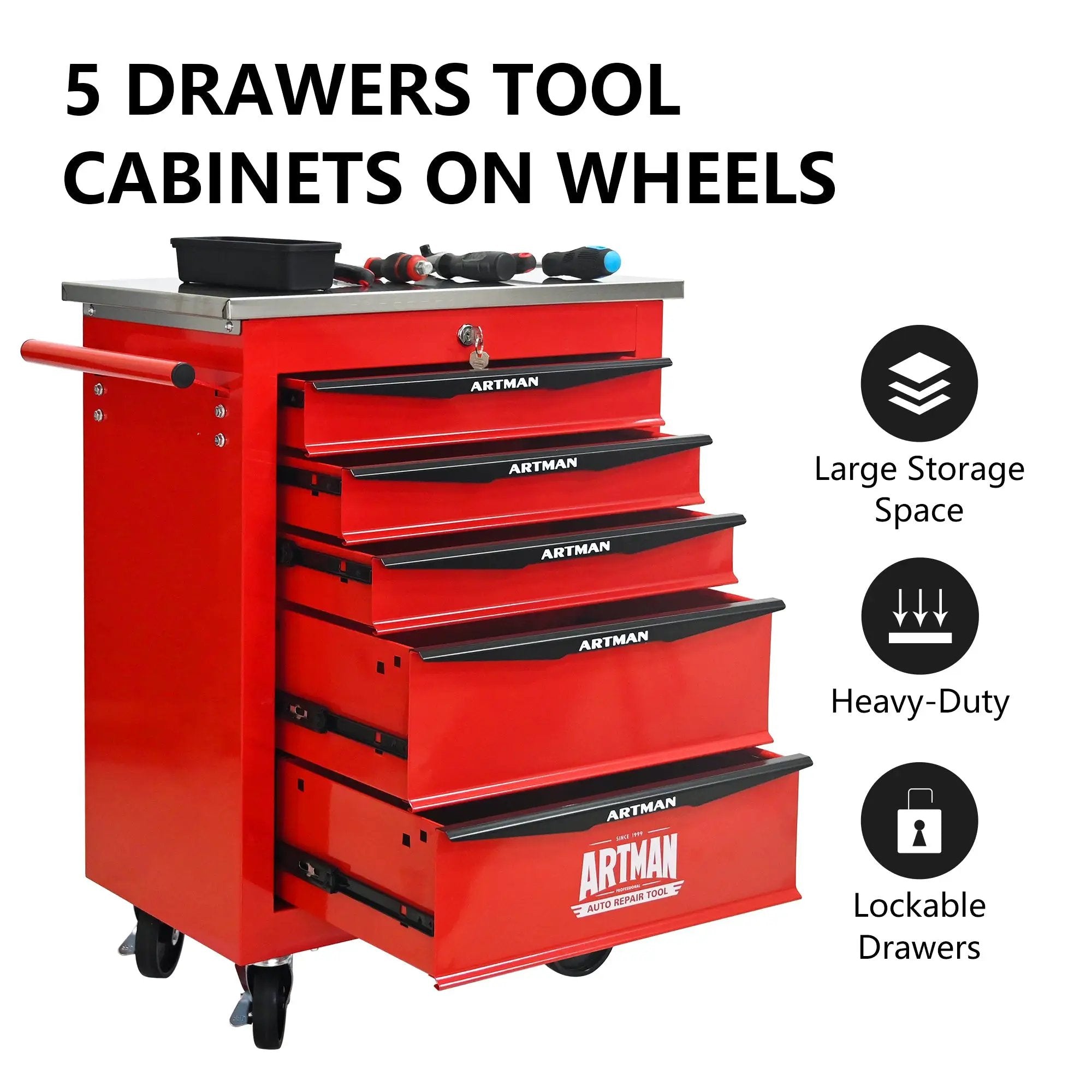 5 Drawers Multifunctional Tool Cart with Wheels by HouseOfZazla