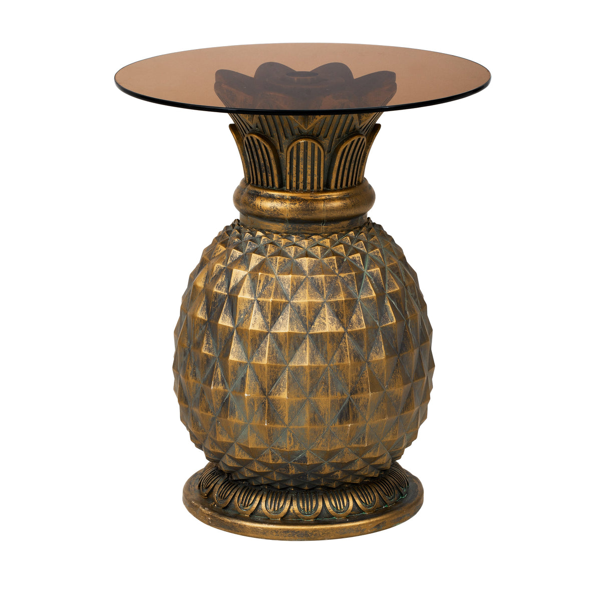 Yellow Pineapple Side Table with Tempered Glass Top, photo 9 of 10