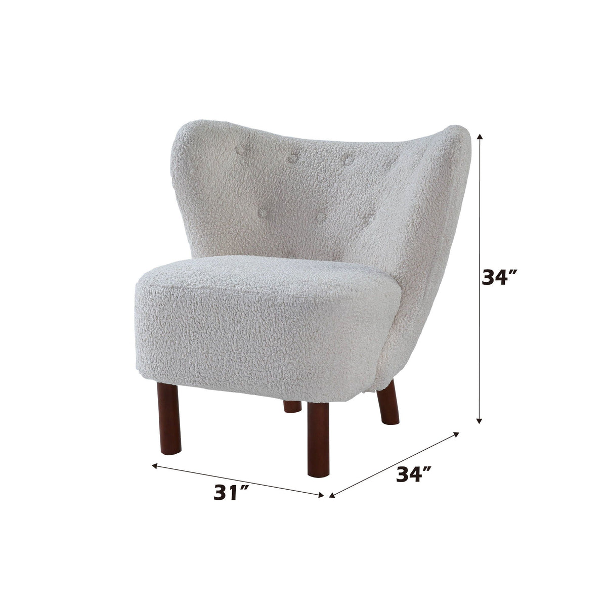 Teddy Sherpa Accent Chair with Plush Upholstery - White, photo 2 of 4