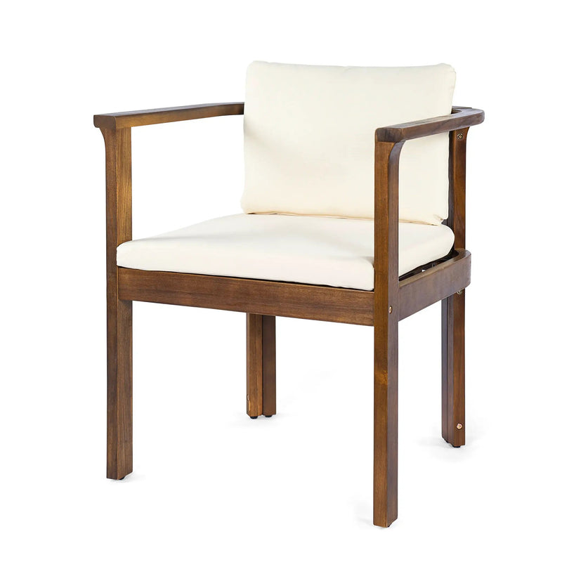 Outdoor Dining Chair Set of 2 with Curved Acacia Wood Arms by HouseOfZazla