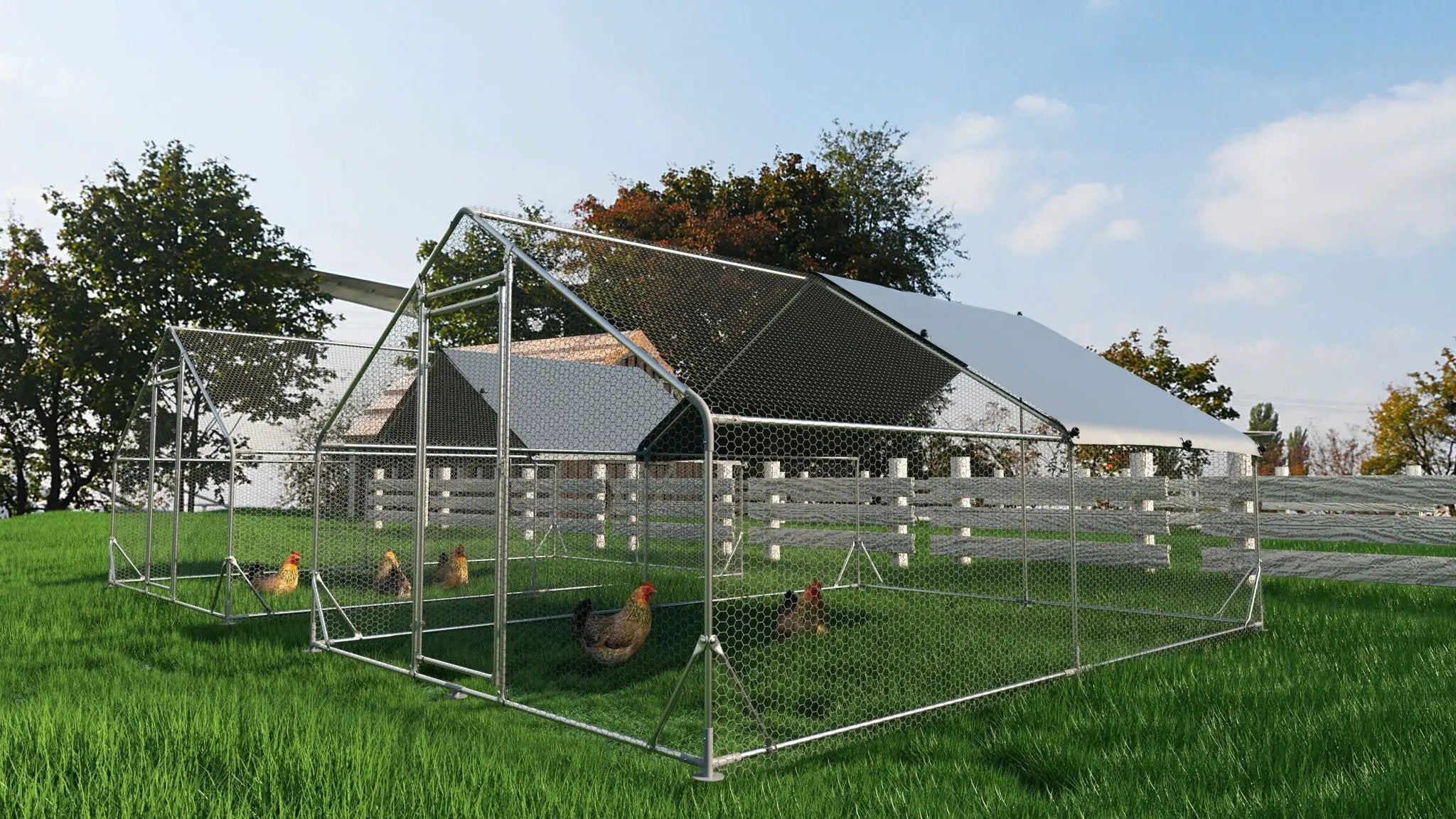Large Metal Chicken Coop, Walk In Poultry Cage Hen Run House Rabbits Habitat Cage Spire Shaped Coop With Waterproof And Anti Ultraviolet Cover by HouseOfZazla