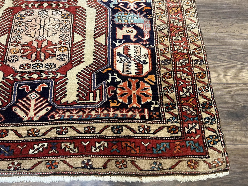 Persian Ardabil Wide Runner Rug 4x10 - Geometric Medallions & Animal Pictorials by Jewel Rugs