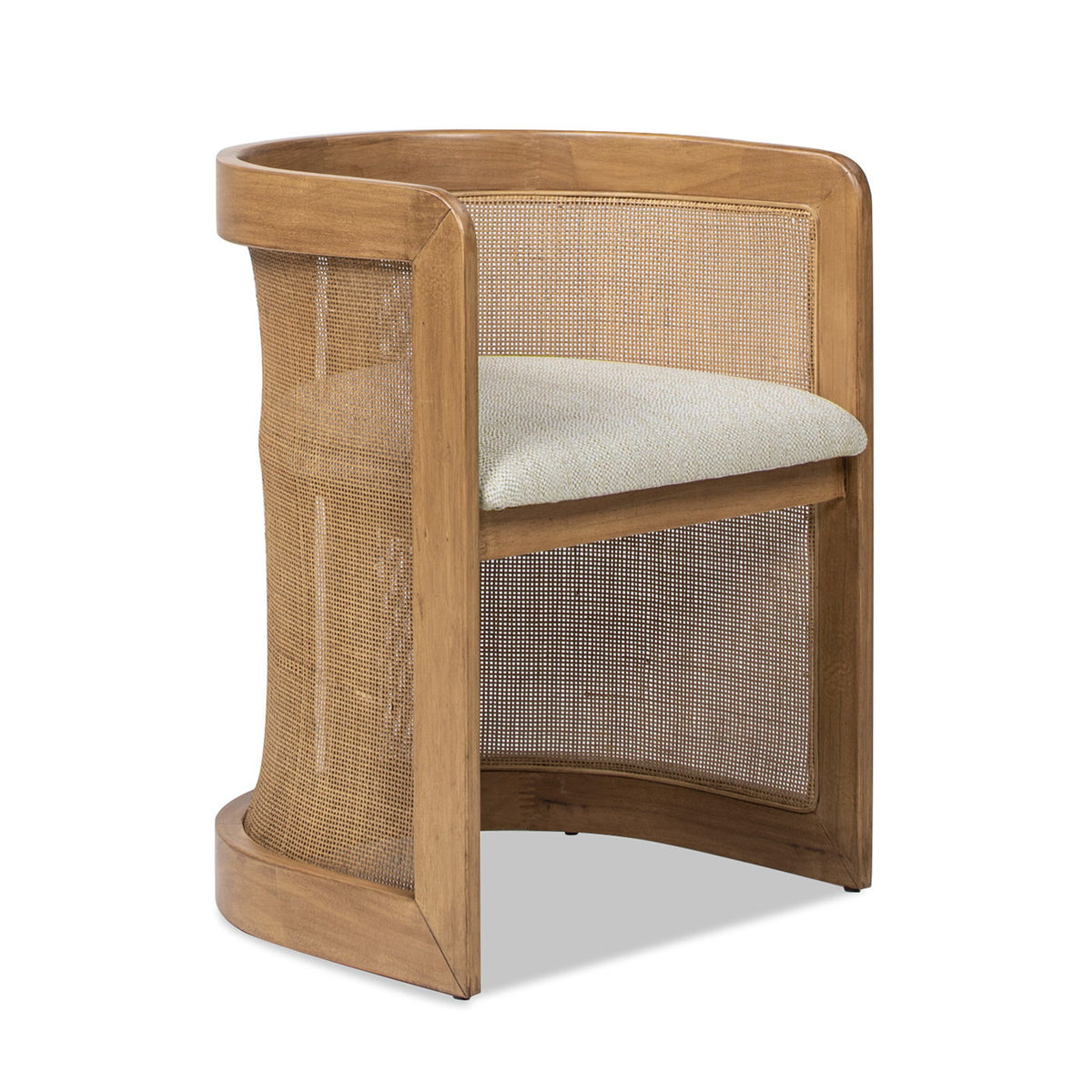 Curved Upholstered Dining Arm Chair with Stain Resistant Fabric - White Pepper