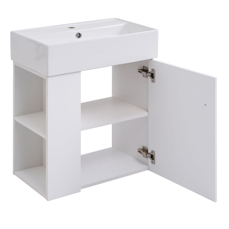 Modern Floating Bathroom Vanity With Ceramic Basin Perfect For Small Bathrooms by HouseOfZazla