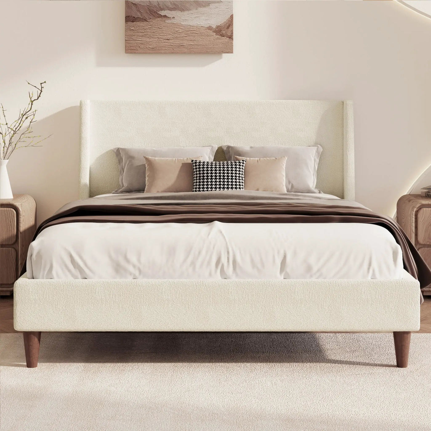 Upholstered Modern Platform Bed With Wingback Headboard by HouseOfZazla