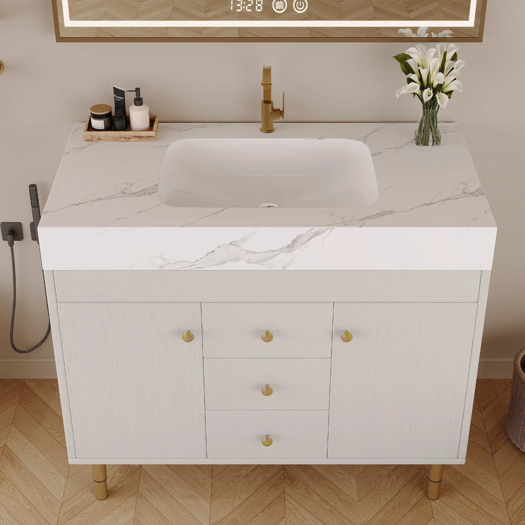 36 in Modern Free-standing Bathroom Vanity with Ceramic Sink & Ample Storage by HouseOfZazla