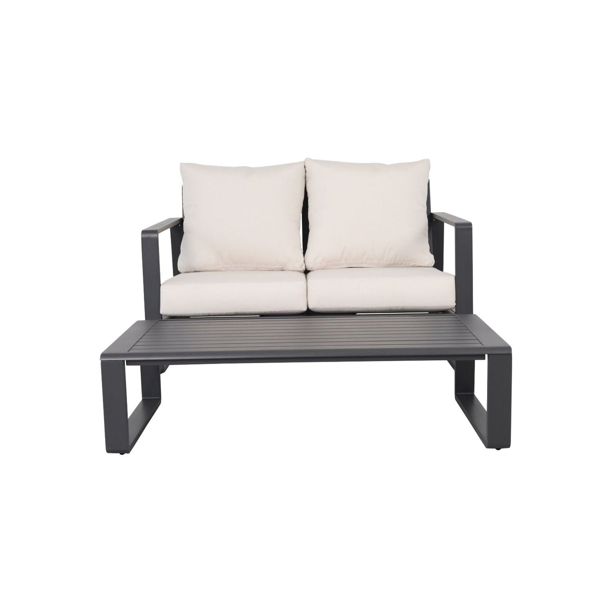 Durable Outdoor Sofa Set with Rectangular Coffee Table - Beige