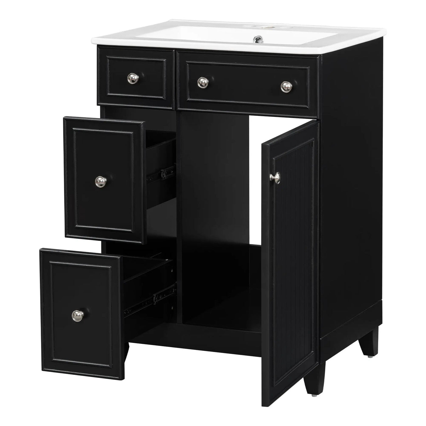 Transitional Style Bathroom Vanity Cabinet With Ceramic Sink by HouseOfZazla