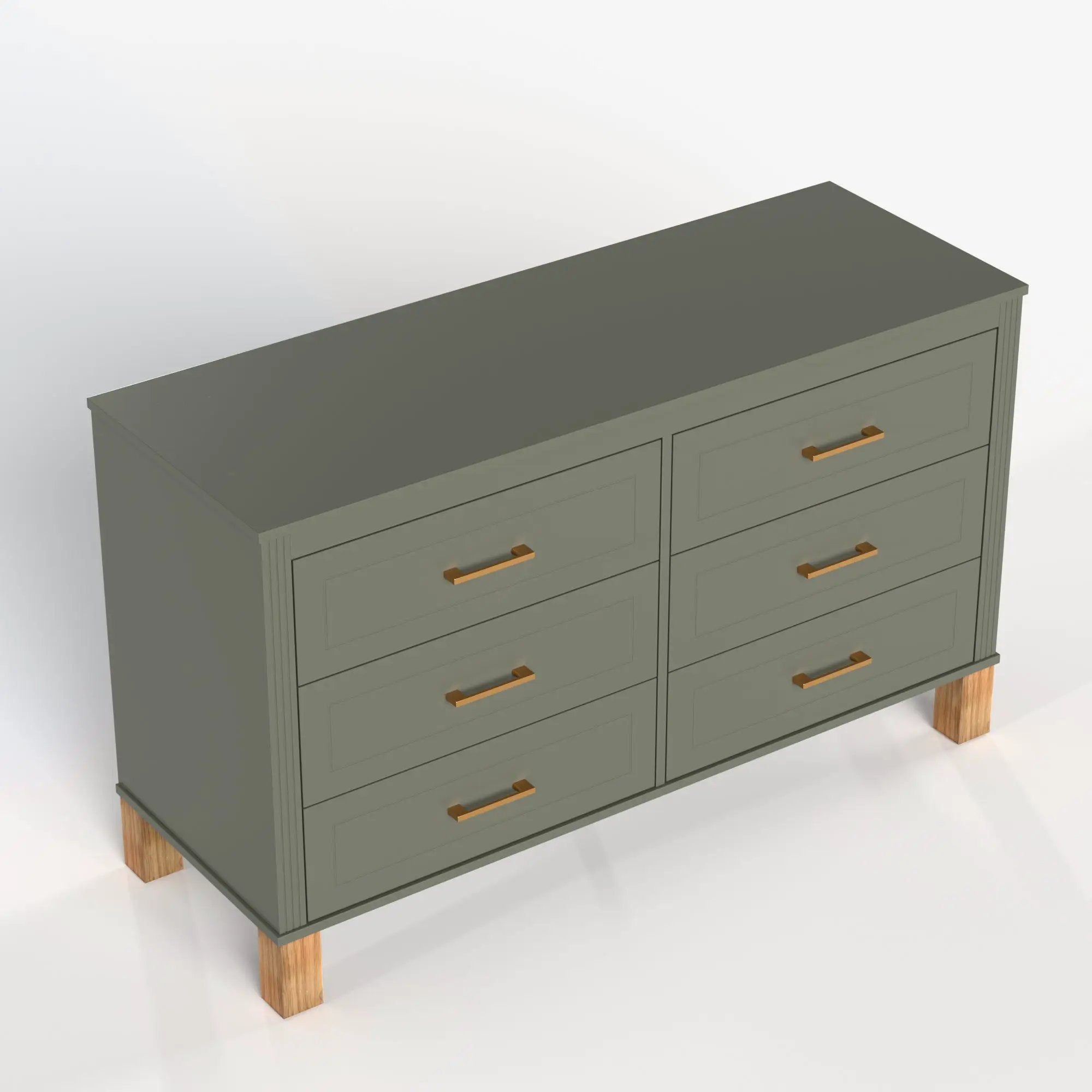 6-Drawer Double Dresser in Olive by HouseOfZazla