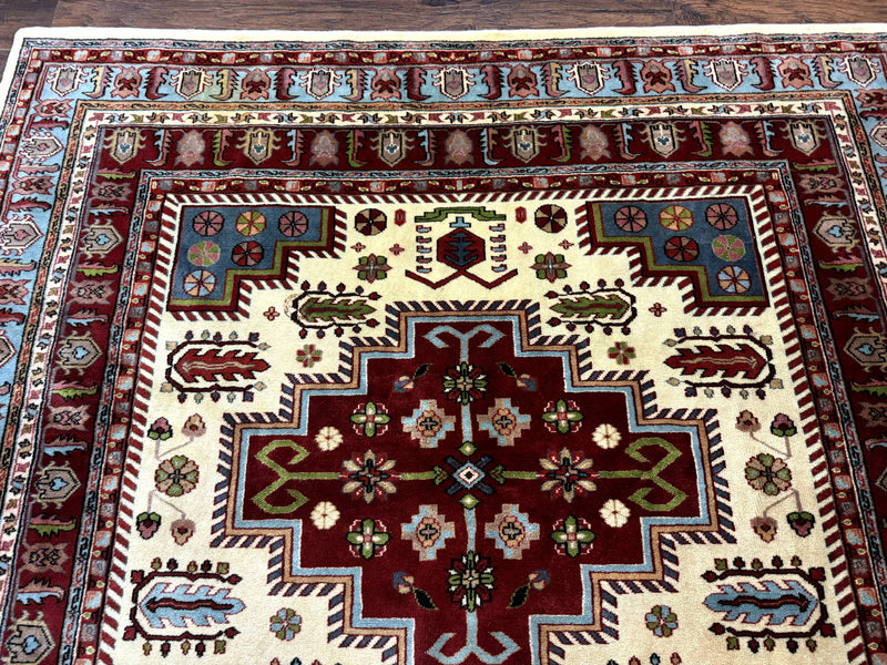 Turkish Kazak Rug 6x9, Geometric Medallions by Jewel Rugs