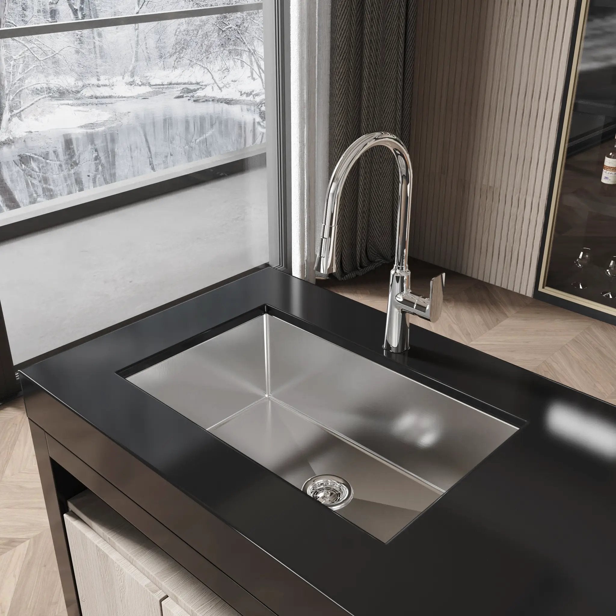 Stainless Steel Kitchen Sink, 30″x19″ Drop In Single Bowl, Undermount Handmade Sink in Brushed Nickel by HouseOfZazla