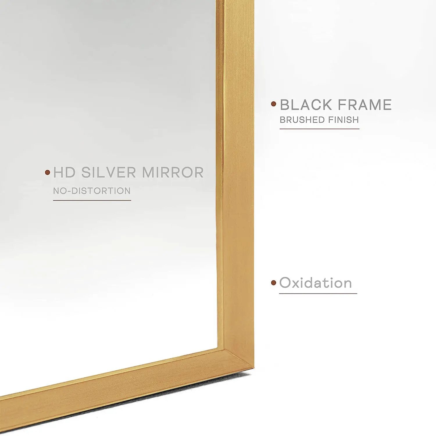 24x36 Inch Gold Metal Framed Arched Mirror by BLAKHOM