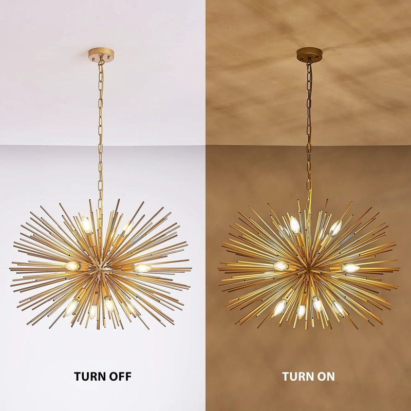29" Mid-Century Modern 12-Light Starburst Chandelier by HouseOfZazla