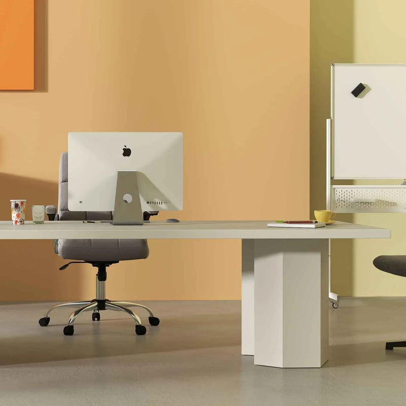 Office Furniture Set: 48 Inches x 36 Inches Mobile Whiteboard+Criss Cross Legged Chair+Linen Upholstered Executive Chair by DirectDeals