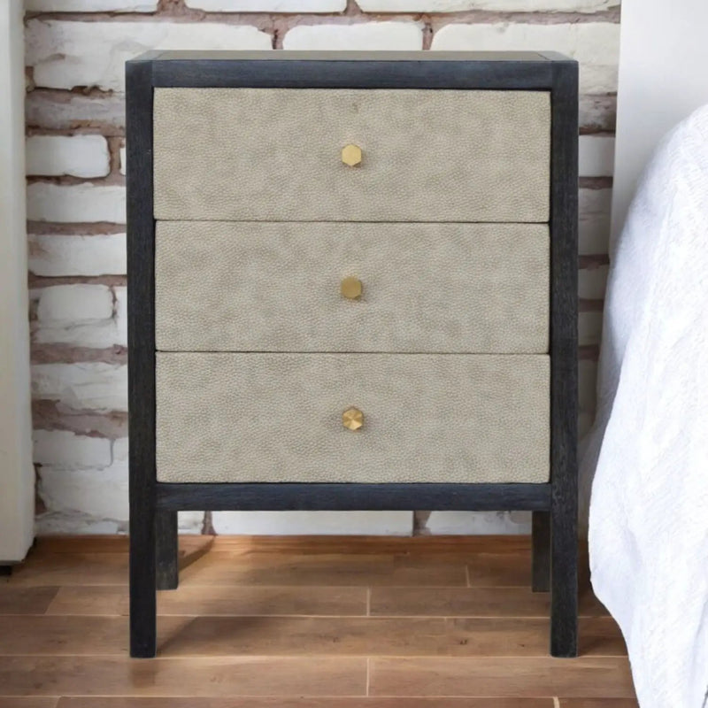 Nightstand, 3 Drawer - Black by HouseOfZazla
