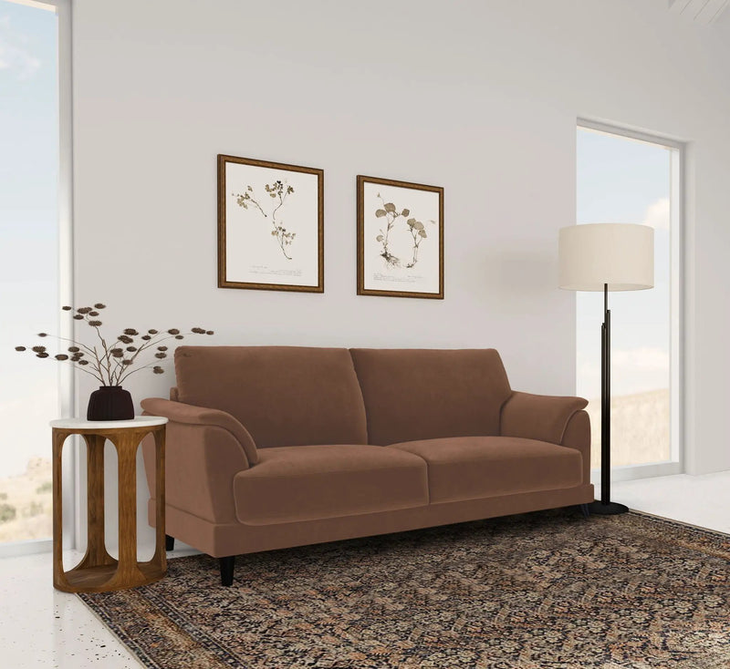 Selma Velvet Upholstered Crescent Arm Sofa Rust by Unique Piece Furniture