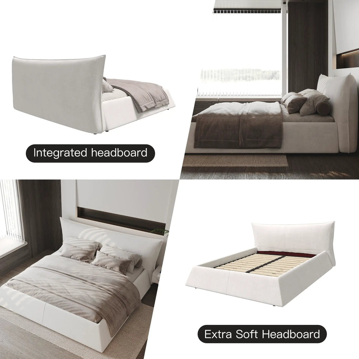 Upholstered Platform Bed With Special Shaped Headboard by HouseOfZazla