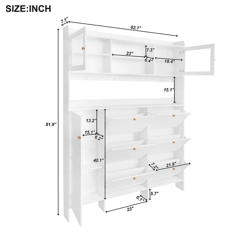 On Trend Multifunctional Tipping Bucket Shoe Cabinet With Storage Shelf & 6 Flip Drawers by Unique Piece Furniture