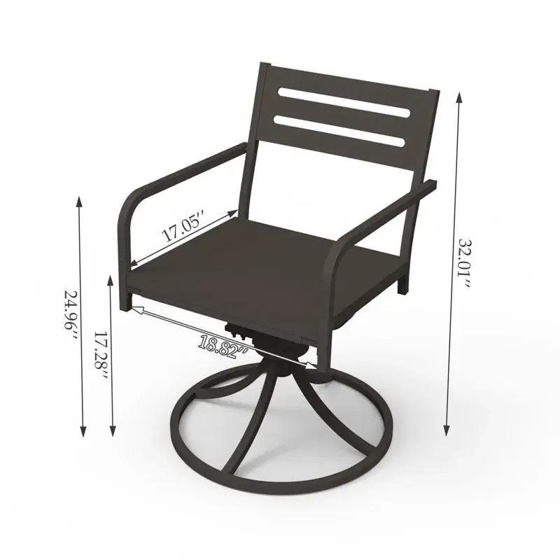 Set of 2 Powder-Coated Steel 360° Swivel Outdoor Dining Chairs with All-Weather Cushions by HouseOfZazla