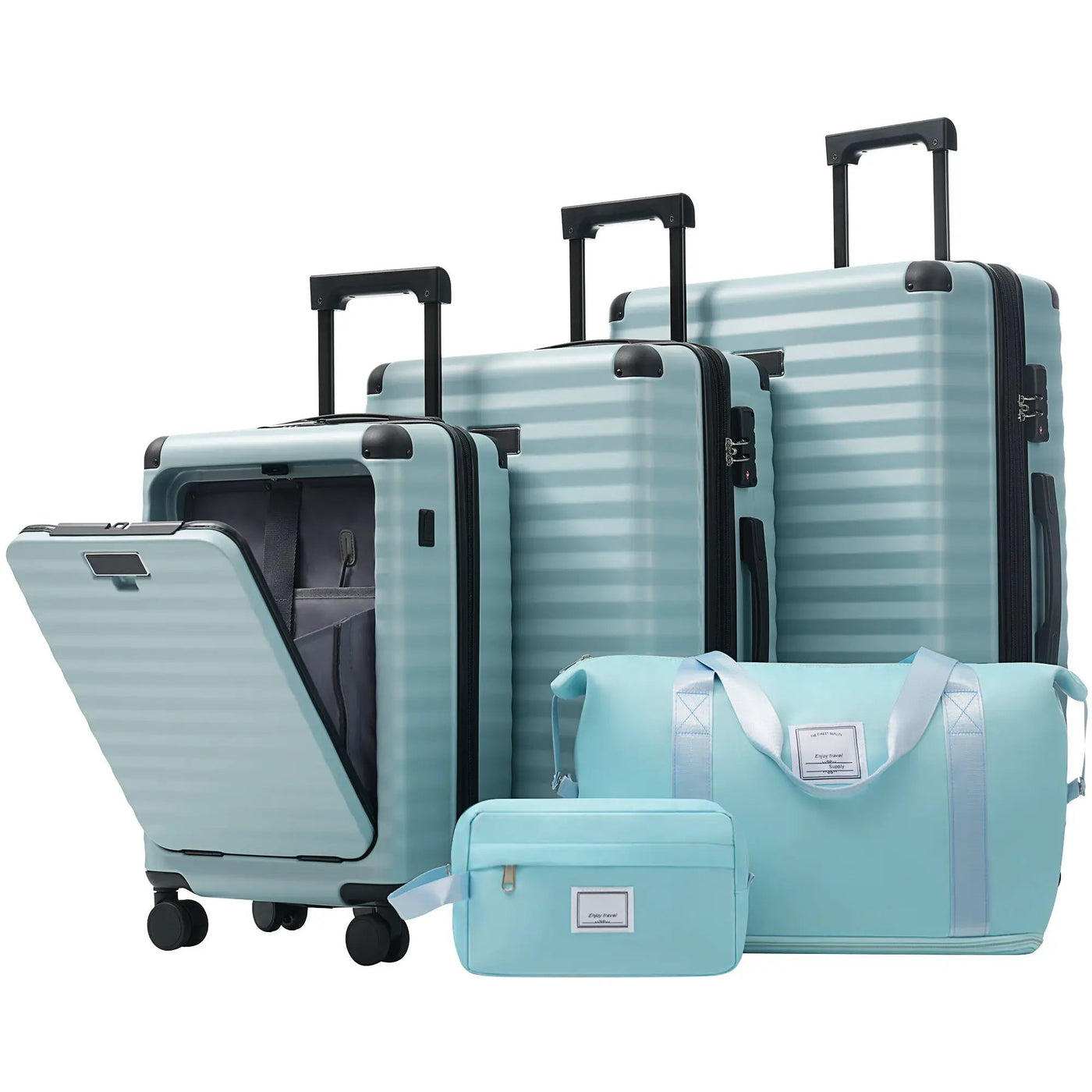 Deluxe 5-Piece Hard-Side Luggage Set with USB and TSA Locks by HouseOfZazla