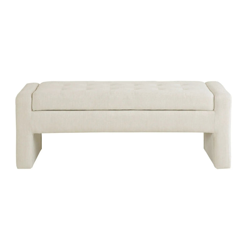 Elegant Soft Close Storage Bench Polyester Upholstery - Cream by HouseOfZazla